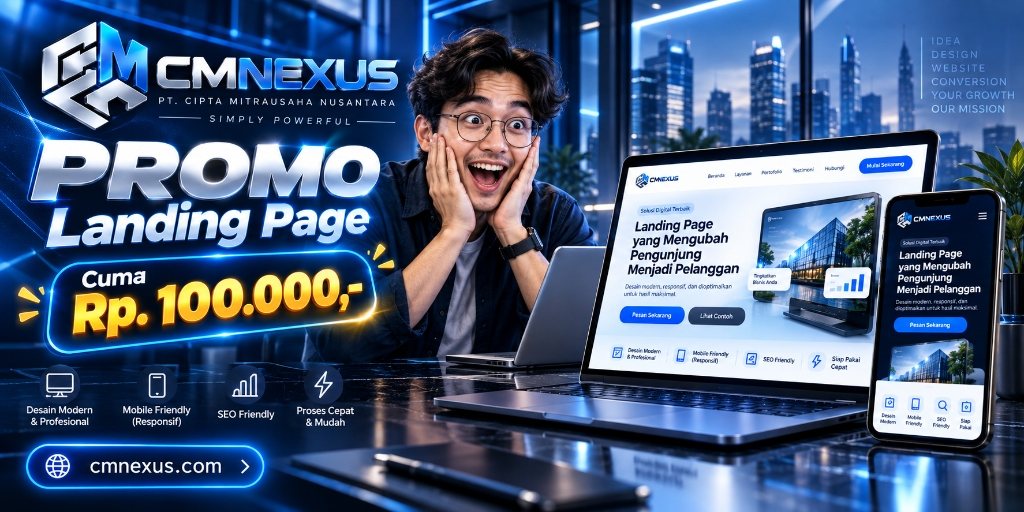 Promo Landing Page Cuma Rp. 100.000,- Desain Modern, Mobile Friendly, SEO Friendly
