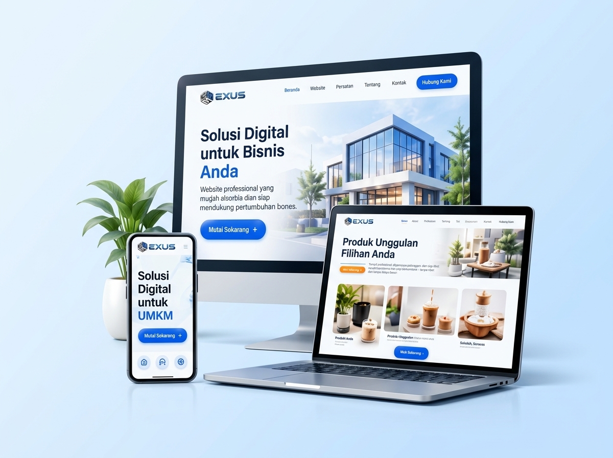 Mockup Website Profesional Laptop Monitor dan HP CMNEXUS