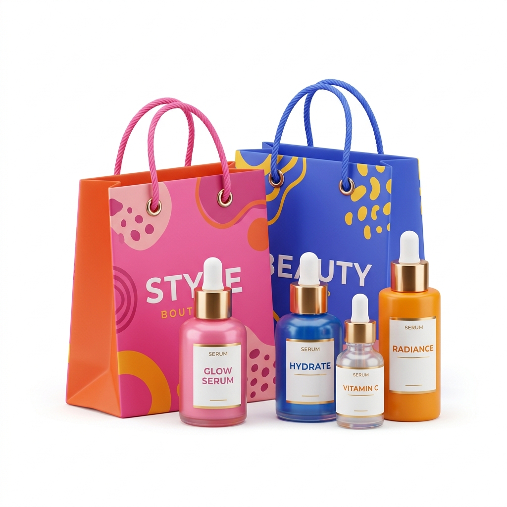 3D Shopping Bags Fashion Skincare Retail