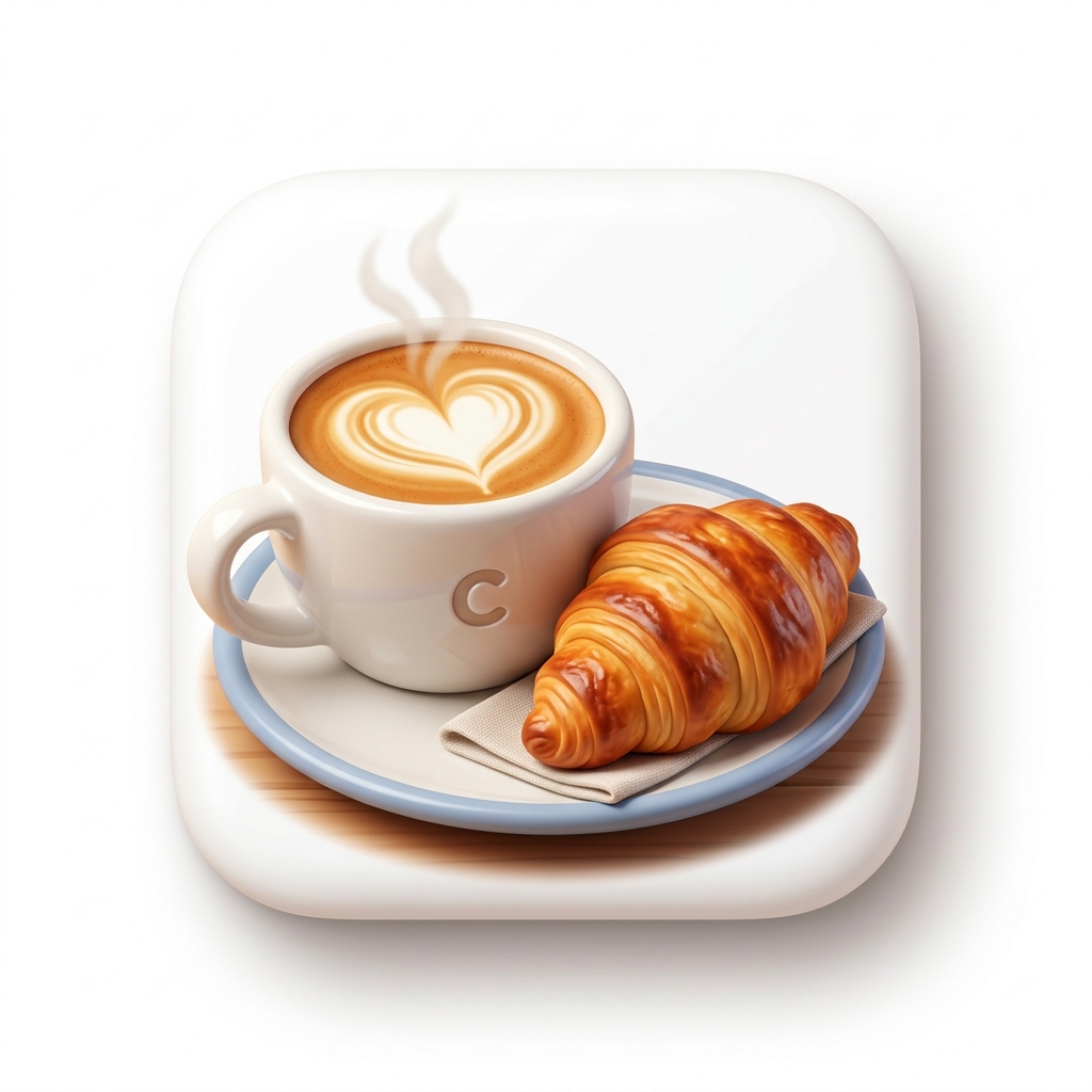 3D Coffee Croissant Restoran Cafe F&B