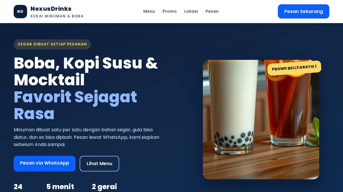 Landing Page Kedai Minuman & Boba